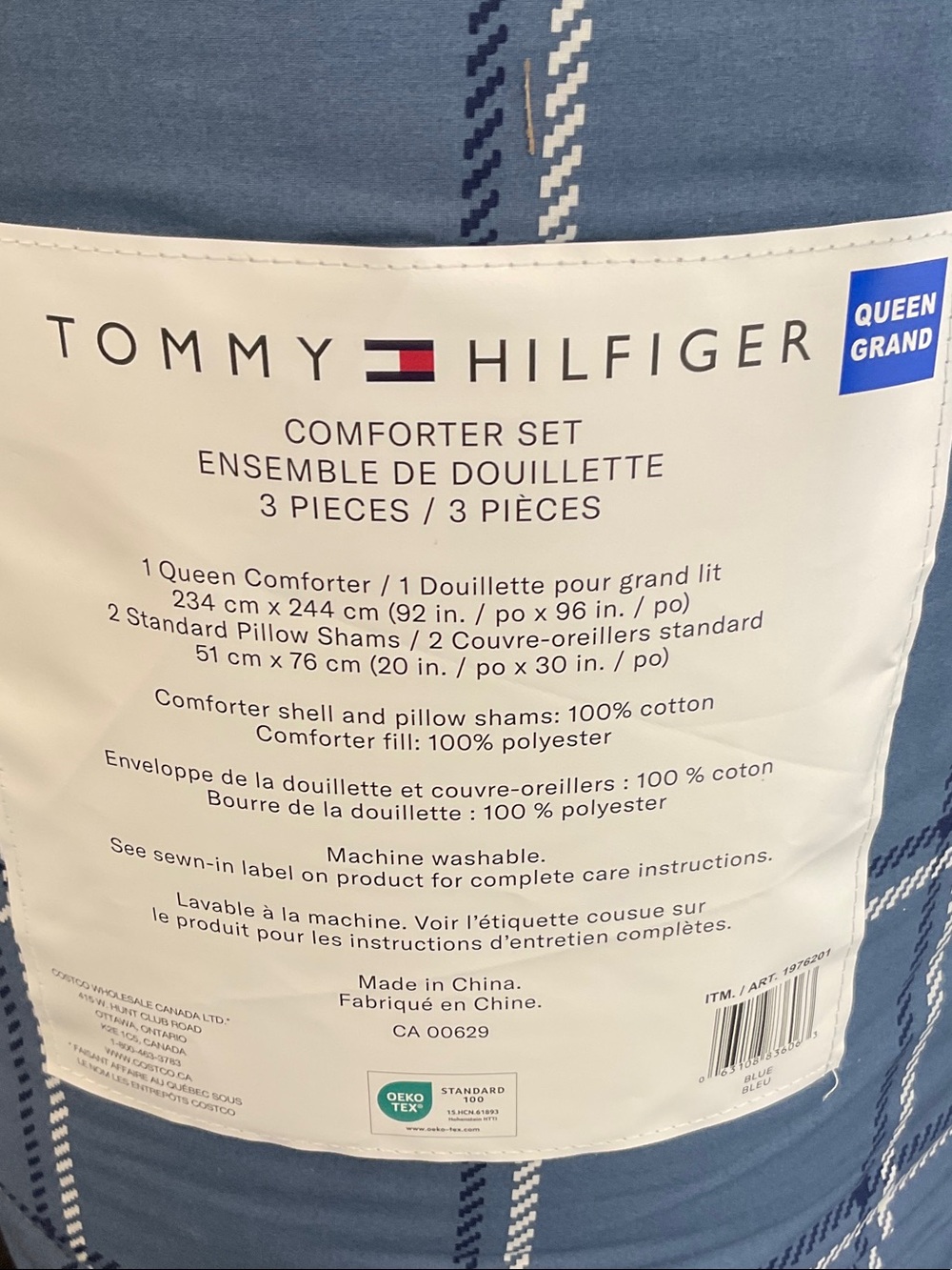 Tommy Hilfiger Blue Plaid Queen Comforter Set - 3 Piece. Never opened.